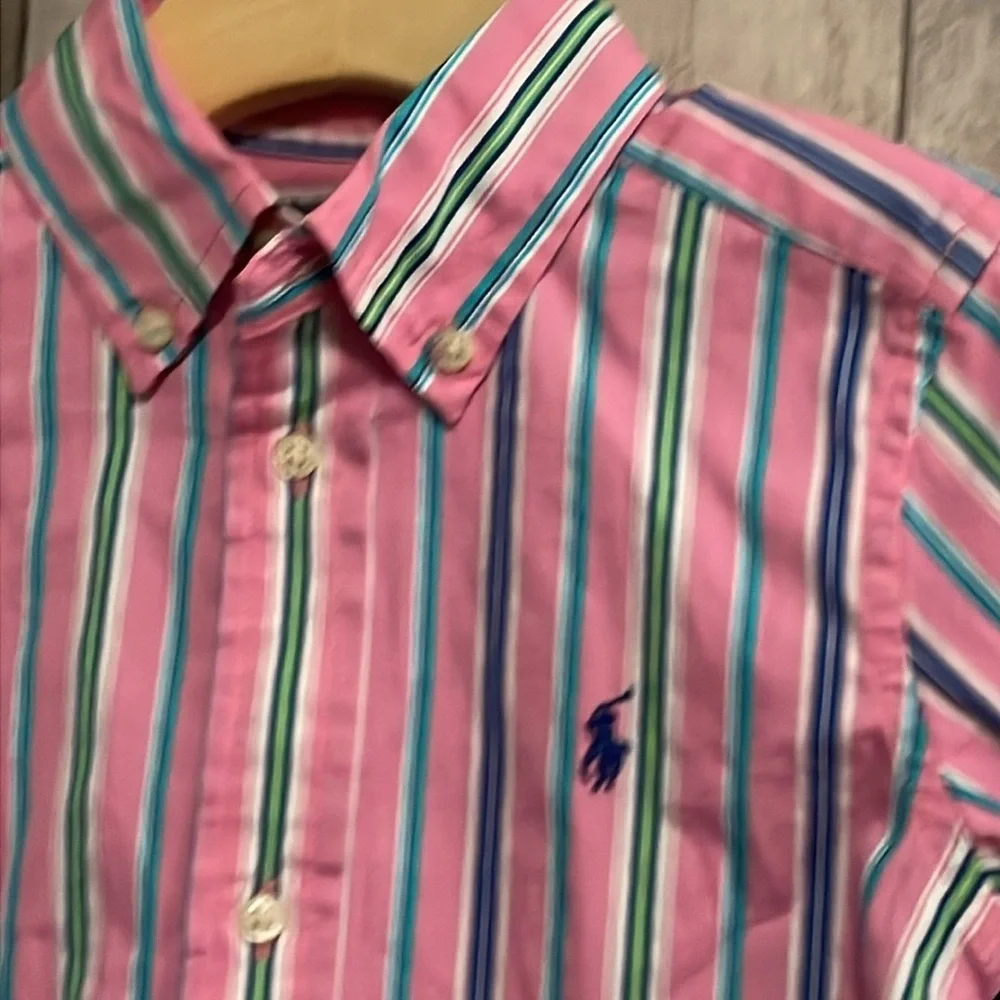 Ralph Lauren pink striped shirt long sleeves button down 3t NEW